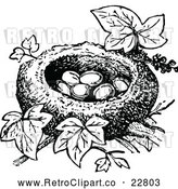 Vector Clip Art of Retro Bird Nest with Eggs by Prawny Vintage