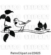 Vector Clip Art of Retro Bird on a Branch by Prawny Vintage