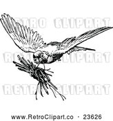 Vector Clip Art of Retro Bird with Twigs by Prawny Vintage