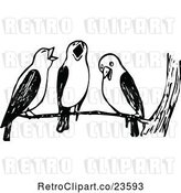 Vector Clip Art of Retro Birds Singing by Prawny Vintage