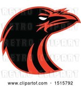 Vector Clip Art of Retro Black and Red Raven Head in Profile by Patrimonio