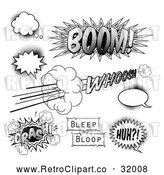 Vector Clip Art of Retro Black Grayscale Comic Pop Art Design Elements by AtStockIllustration