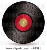 Vector Clip Art of Retro Black Vinyl Record with a Blank Red Label by Michaeltravers