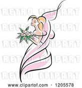 Vector Clip Art of Retro Blond Bride in a Pink Dress 3 by Vector Tradition SM