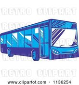 Vector Clip Art of Retro Blue City Bus by Patrimonio