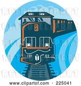 Vector Clip Art of Retro Blue Oval Diesel Train Logo by Patrimonio