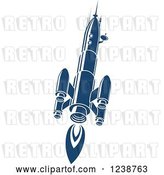 Vector Clip Art of Retro Blue Space Rocket 10 by Vector Tradition SM