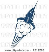 Vector Clip Art of Retro Blue Space Rocket 3 by Vector Tradition SM
