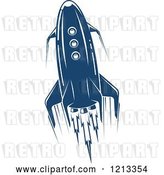 Vector Clip Art of Retro Blue Space Rocket 5 by Vector Tradition SM