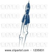 Vector Clip Art of Retro Blue Space Rocket 9 by Vector Tradition SM