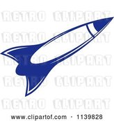 Vector Clip Art of Retro Blue Space Shuttle Rocket 6 by Vector Tradition SM