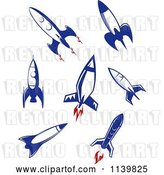 Vector Clip Art of Retro Blue Space Shuttle Rockets by Vector Tradition SM