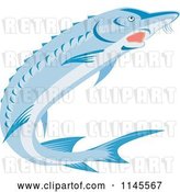 Vector Clip Art of Retro Blue Sturgeon Fish by Patrimonio