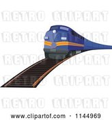 Vector Clip Art of Retro Blue Train 2 by Patrimonio