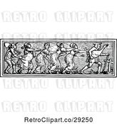 Vector Clip Art of Retro Border of Peasants and a Goose by Prawny Vintage