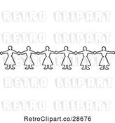 Vector Clip Art of Retro Border of Women Holding Hands by Prawny Vintage