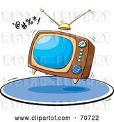 Vector Clip Art of Retro Bouncing Box Television on a Blue Rug by Jtoons