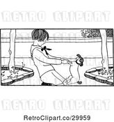 Vector Clip Art of Retro Boy and Dog by Prawny Vintage