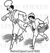 Vector Clip Art of Retro Boy and Girl Running by Prawny Vintage
