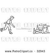 Vector Clip Art of Retro Boy Bowling by Picsburg