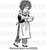 Vector Clip Art of Retro Boy Carrying a Bowl by Prawny Vintage