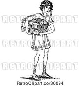 Vector Clip Art of Retro Boy Carrying a Toy House by Prawny Vintage