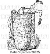 Vector Clip Art of Retro Boy Digging in a Laundry Basket by Prawny Vintage