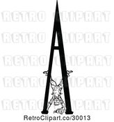 Vector Clip Art of Retro Boy Doing a Hand Stand on the Letter a by Prawny Vintage