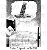 Vector Clip Art of Retro Boy Dreaming of the Tower of Pisa Falling on Him by Prawny Vintage