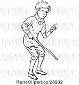 Vector Clip Art of Retro Boy Holding a Stick by Prawny Vintage