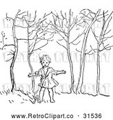 Vector Clip Art of Retro Boy in the Woods by Prawny Vintage