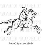 Vector Clip Art of Retro Boy on a Horse by Prawny Vintage