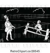 Vector Clip Art of Retro Boy Playing a Fiddle on a Fence for a Guy by Prawny Vintage