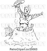 Vector Clip Art of Retro Boy Playing in a Sand Pile at the Beach by Prawny Vintage