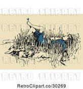 Vector Clip Art of Retro Boy Relaxing in Grass by Prawny Vintage