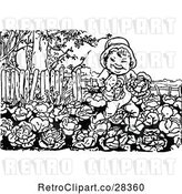 Vector Clip Art of Retro Boy Running in a Cabbage Patch by Prawny Vintage