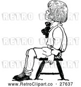 Vector Clip Art of Retro Boy Sitting on a Stool by Prawny Vintage