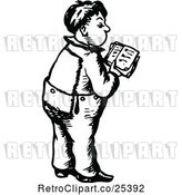 Vector Clip Art of Retro Boy Standing and Reading by Prawny Vintage