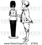 Vector Clip Art of Retro Boy Talking to a Toy Soldier by Prawny Vintage