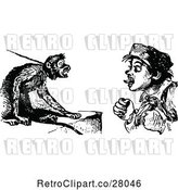 Vector Clip Art of Retro Boy Teasing a Pet Monkey by Prawny Vintage