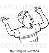 Vector Clip Art of Retro Boy Throwing up His Arms in by Picsburg