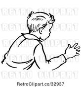 Vector Clip Art of Retro Boy Trying to Stop an Action in by Picsburg