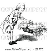 Vector Clip Art of Retro Boy with a Basket of Wheat by Prawny Vintage
