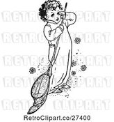 Vector Clip Art of Retro Boy with a Net by Prawny Vintage