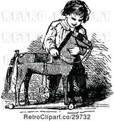 Vector Clip Art of Retro Boy with a Toy Horse by Prawny Vintage