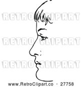 Vector Clip Art of Retro Boy's Face in Profile by Prawny Vintage