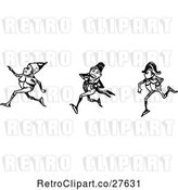 Vector Clip Art of Retro Boys Running by Prawny Vintage