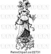 Vector Clip Art of Retro Bride with Floral Designs by BestVector