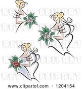 Vector Clip Art of Retro Brides and Bouquets by Vector Tradition SM