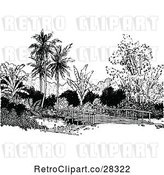 Vector Clip Art of Retro Bridge and Palm Trees by Prawny Vintage